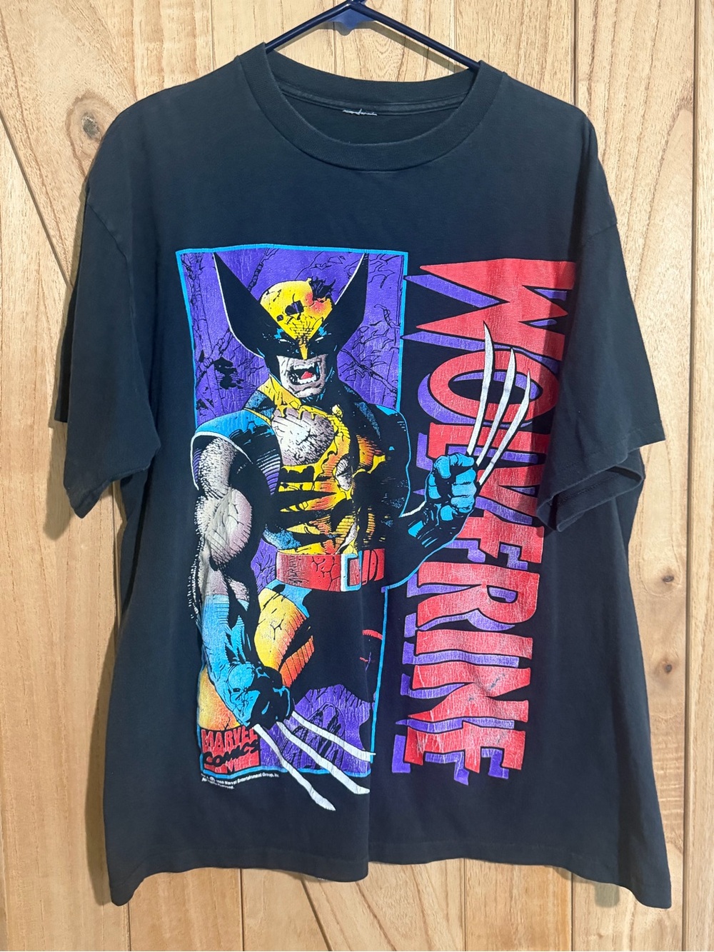 Marvel Wolverine Black Tee with Multicolor Comic Graphic Vintage 90's